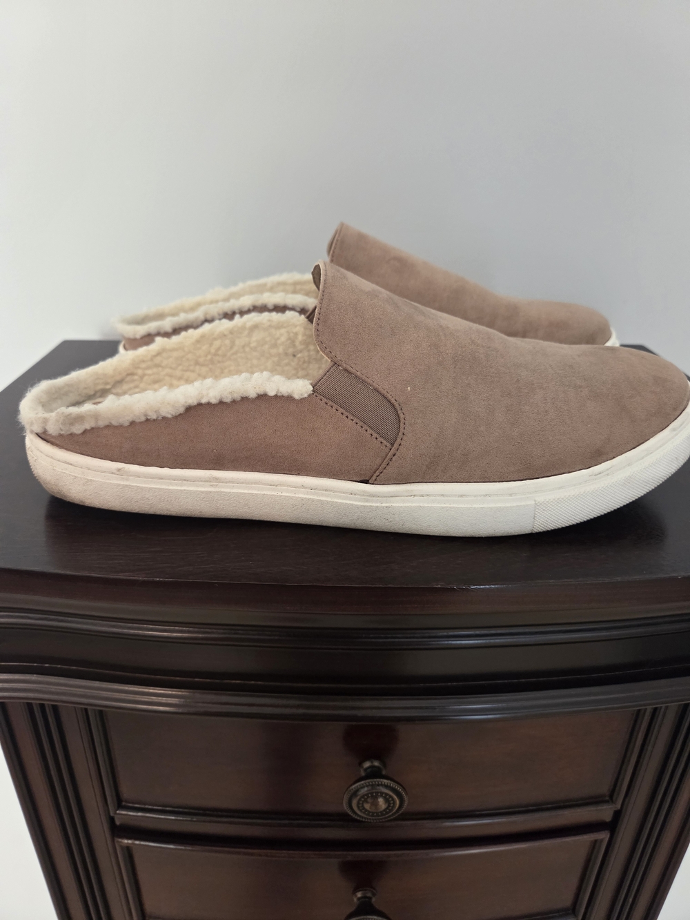 Taupe Slip-On Sherpa-Lined Shoes